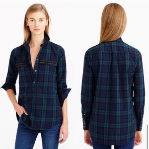 J.Crew Beaded chevron popover blackwatch plaid buttondown Size 00 XXS